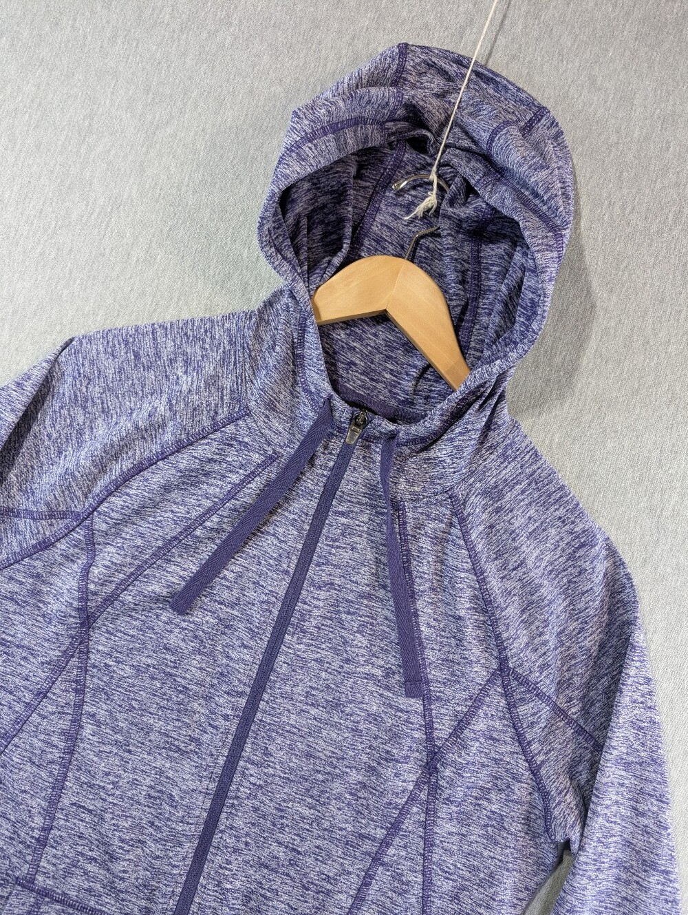 Champion Duo Dry Full Zip Hoodie Women's Large Heathered Purple Stitching Detail